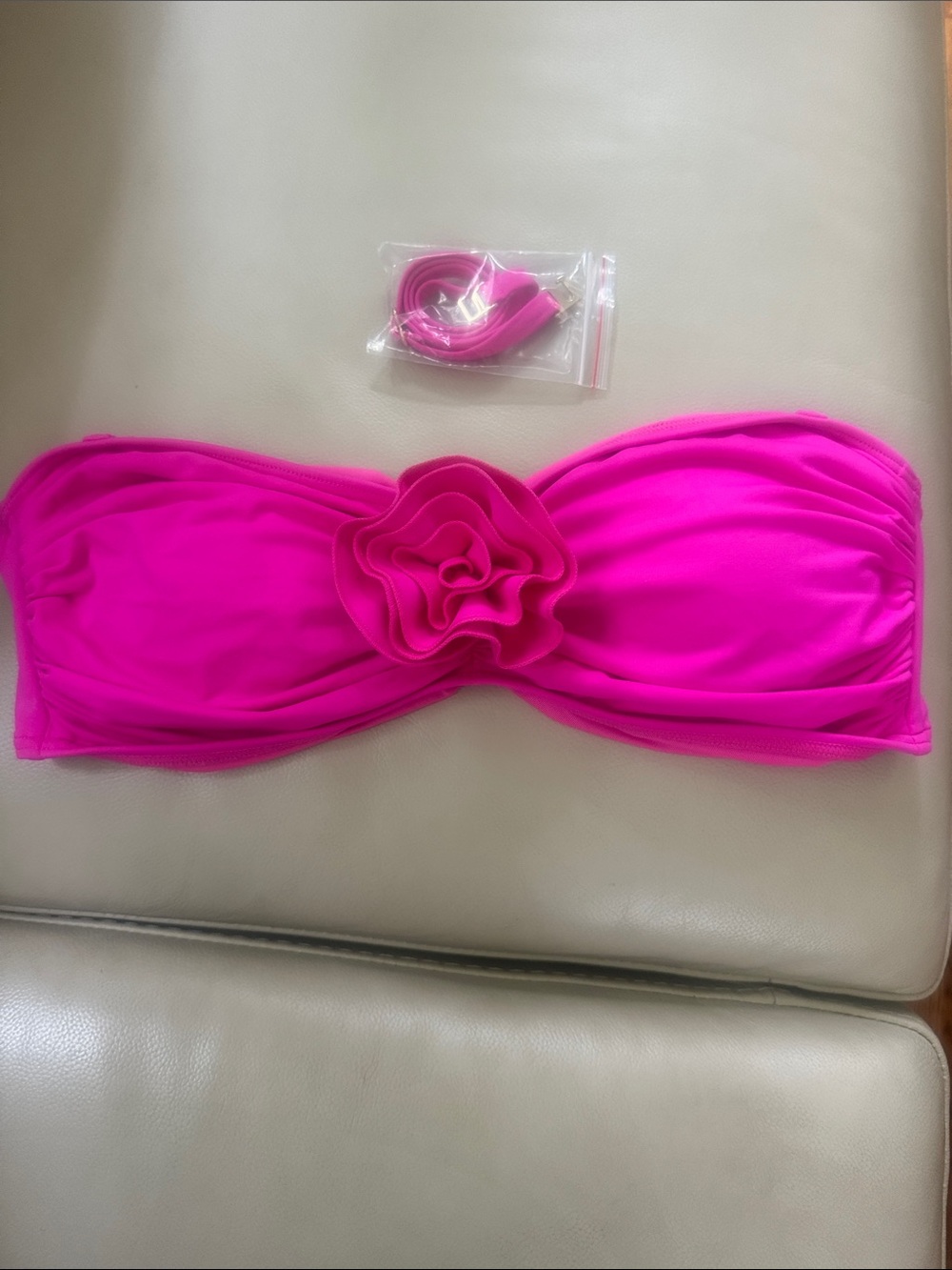 Hot Pink Floral Bandeau Bikini Top XS by Kate Spade